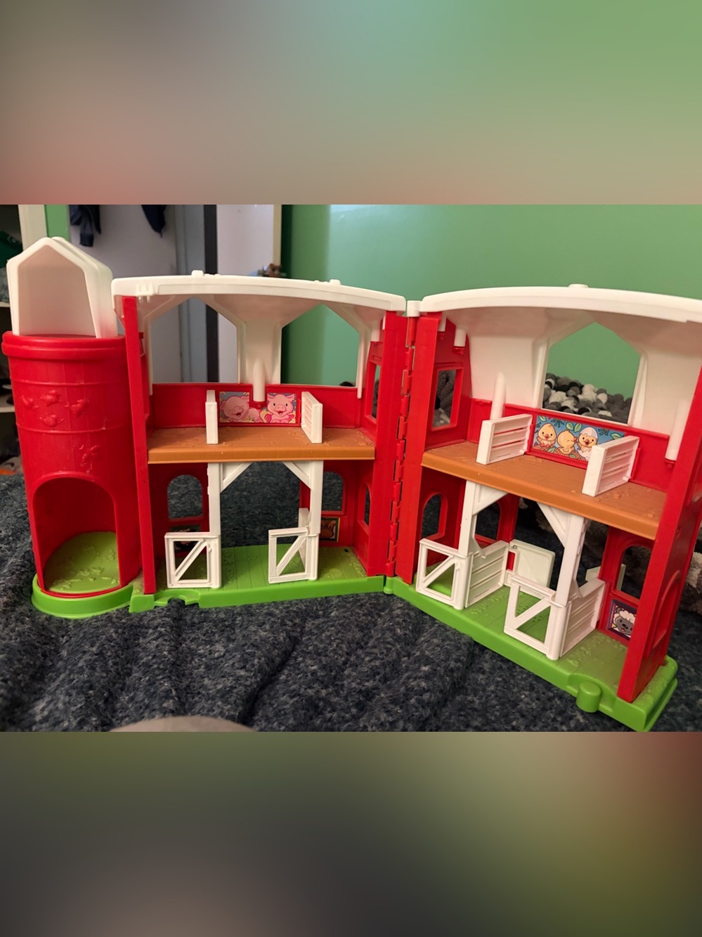 Red and White Foldable Kids Toy Barn Playset